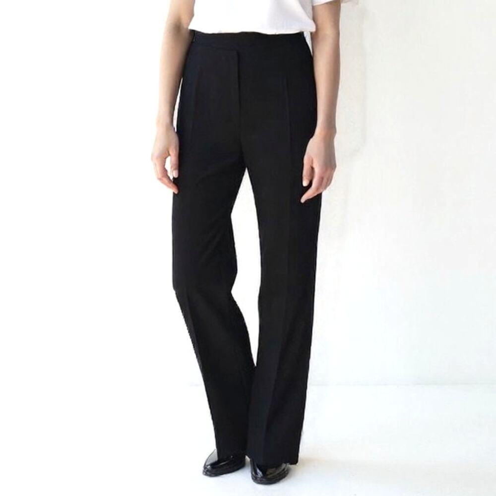 Philippe Adec Black Straight Leg Button Closure Dress Pants